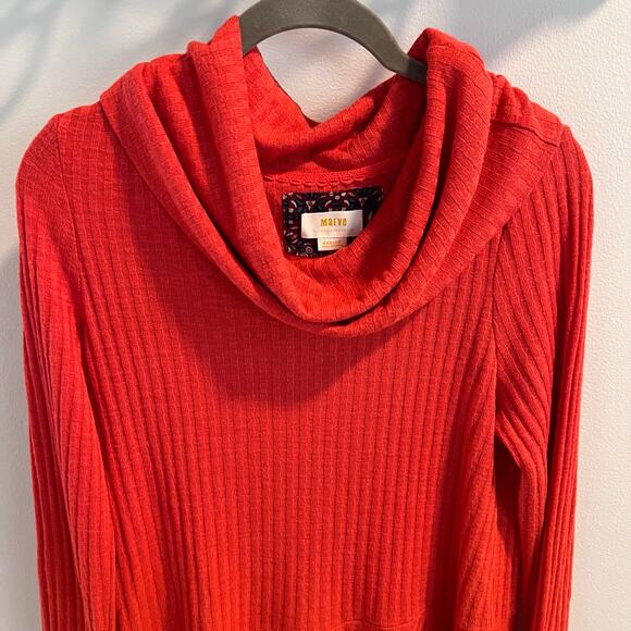 Maeve X Anthropologie Orange Winterscape Thermal Peplum Cowl Neck Top Size M - Picture 3 of 7